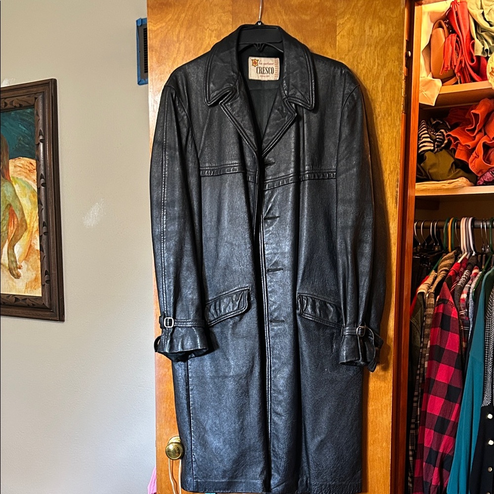 Women’s Black Leather Coat. Size 12